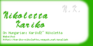 nikoletta kariko business card